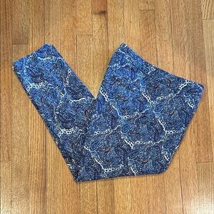 Talbots Multicolor Blue Paisley Print Cotton Pants Size 10